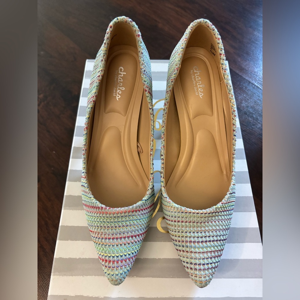 Charles By Charles David Pastel Multicolor Woven Pointed Flats